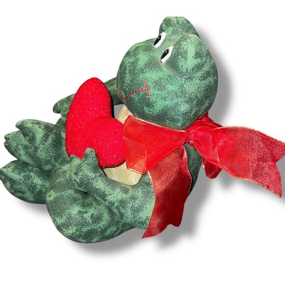 Plush Frog Heart Stuffed Animal Sound Kiss Smooch Ribbon Nursery Valentines 8” - Picture 5 of 12